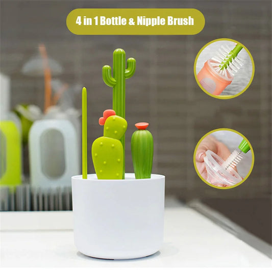 4 in 1 Bottle Cleaning Brush Set With Drying Rack